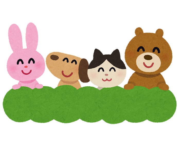 動物たちと緑の吹き出しのイラスト いらすとや