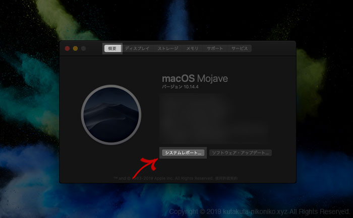 Macを『セーフモード』を実行する方法２Macがセーフモードで立ち上がっているか確認する。システムレポートをクリック